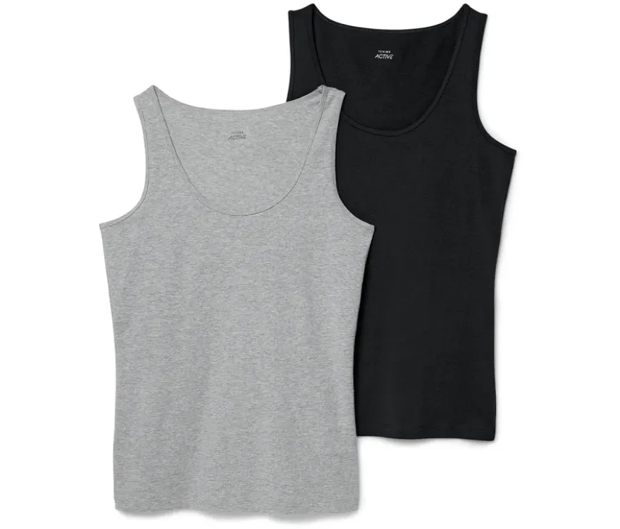2 Tops, schwarz/grau