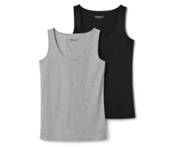 2 Tops, schwarz/grau meliert