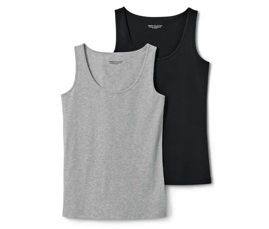 2 Tops, schwarz/grau meliert