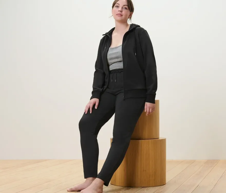 2 Tops, schwarz/grau meliert