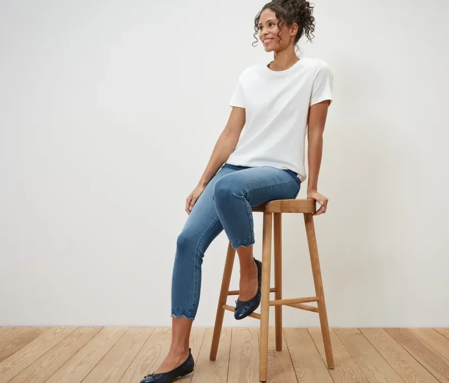 7/8-Treggings mit Lochstickerei