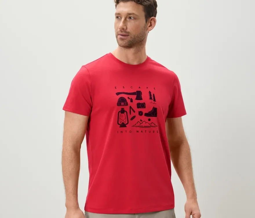 T-Shirt mit Print, rot