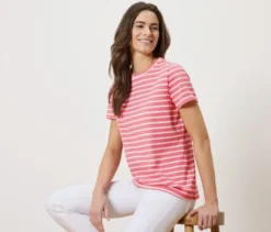 T-Shirt, rosa-weiß gestreift