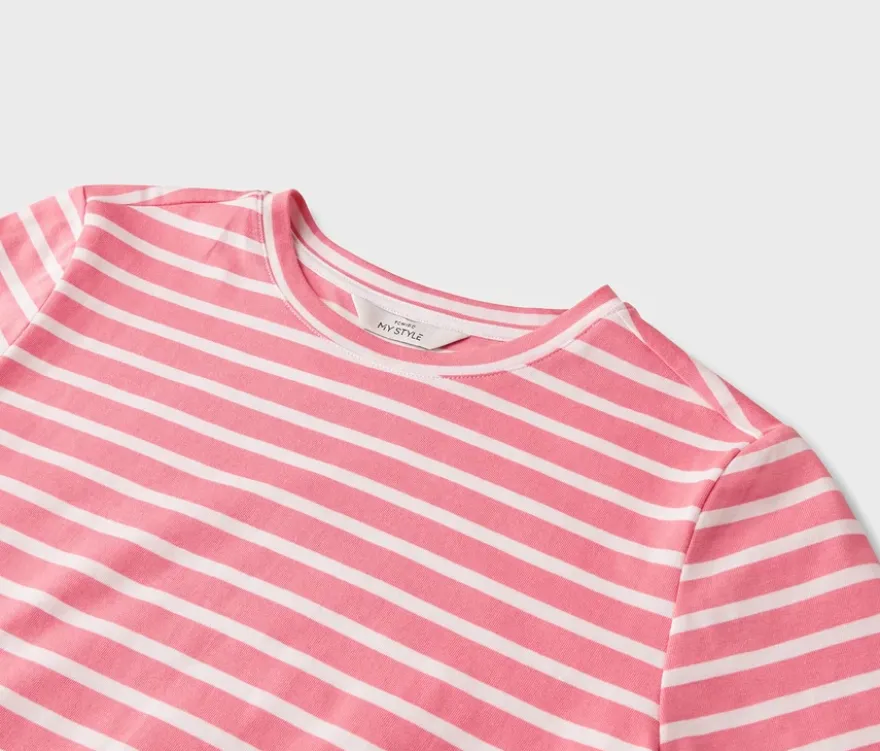 T-Shirt, rosa-weiß gestreift