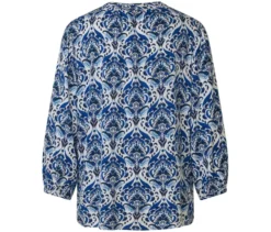 Tunika-Bluse, blauer Alloverprint