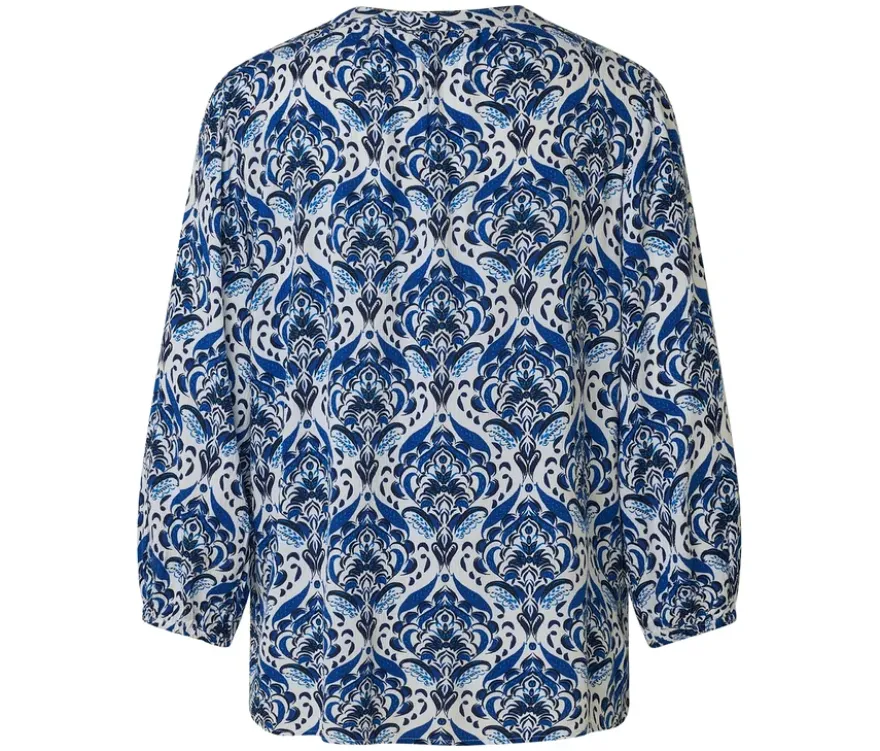 Tunika-Bluse, blauer Alloverprint