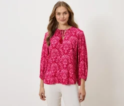 Tunika-Bluse, pinkfarbener Alloverprint