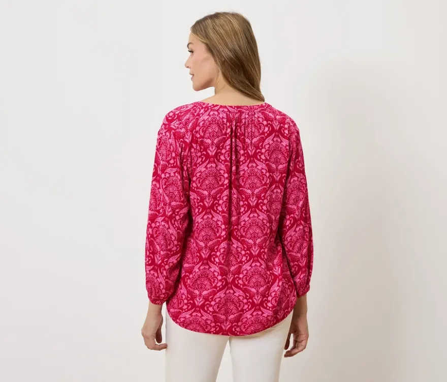 Tunika-Bluse, pinkfarbener Alloverprint