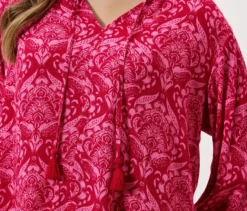 Tunika-Bluse, pinkfarbener Alloverprint