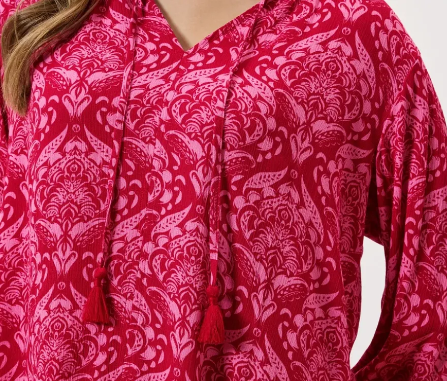 Tunika-Bluse, pinkfarbener Alloverprint