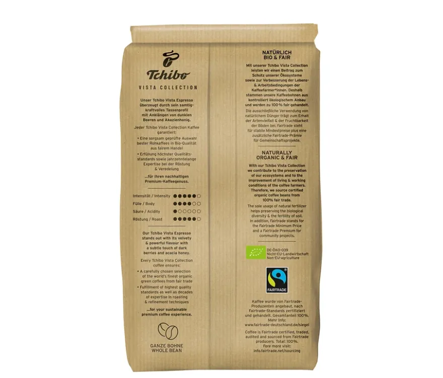 Vista Collection Bio Espresso - 6x 1 kg Ganze Bohne