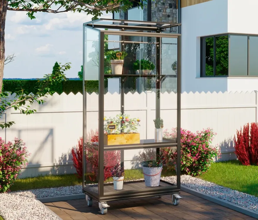 Vitavia Balkongewächshaus mit Rollfundament, schwarz