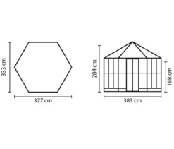 Vitavia Gewächshaus Pavillion 9 m² inkl. Fundamentrahmen, schwarz