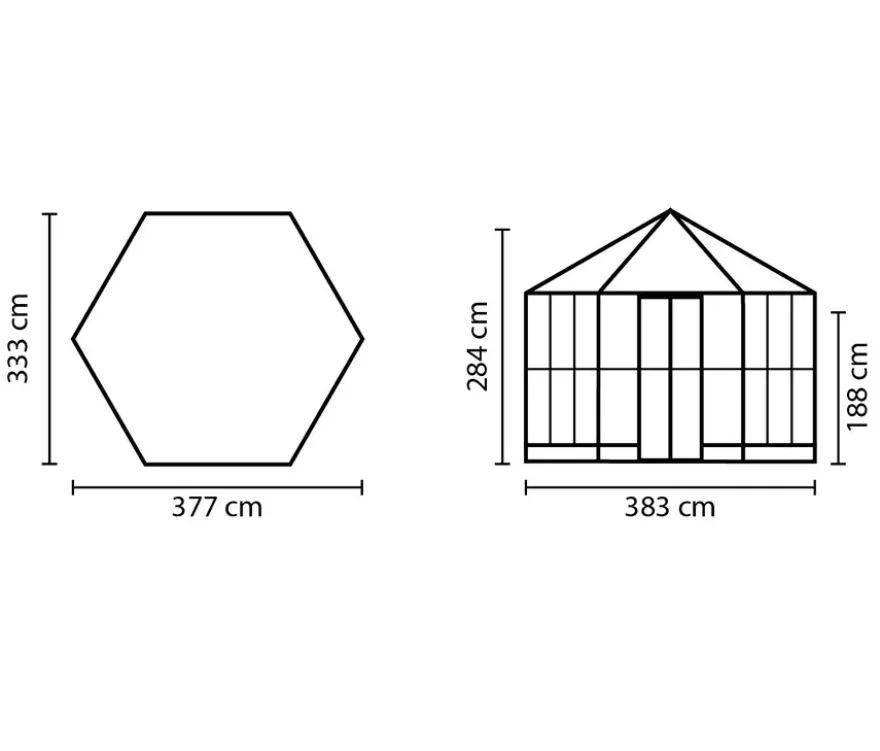 Vitavia Gewächshaus Pavillion 9 m² inkl. Fundamentrahmen, schwarz