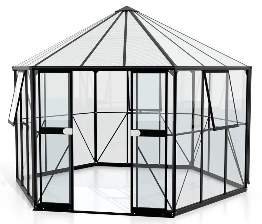 Vitavia Gewächshaus Pavillion 9 m² inkl. Fundamentrahmen, schwarz
