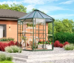 Vitavia Gewächshaus Pavillon 4,5 m² inkl. Fundamentrahmen, smaragdgrün