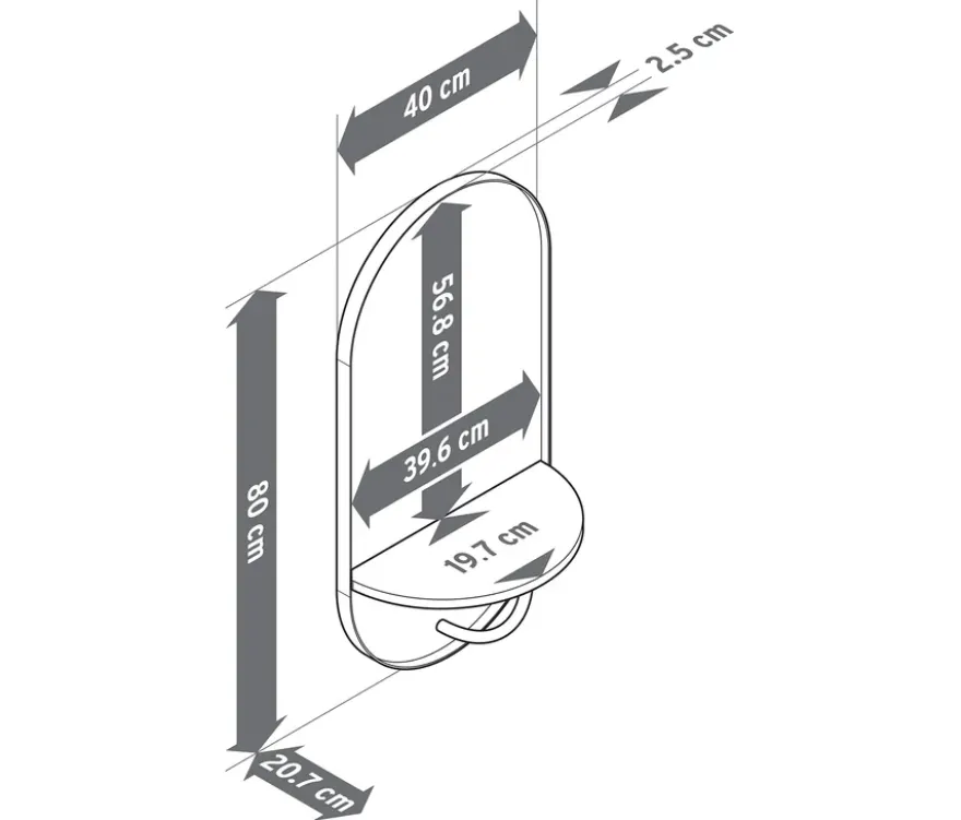 Wandspiegel mit Ablage und Garderobenstange