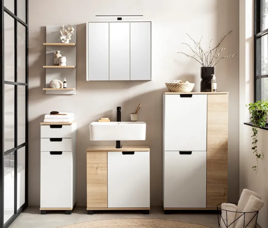 Waschbeckenunterschrank »Emmik«, weiß/weißeiche