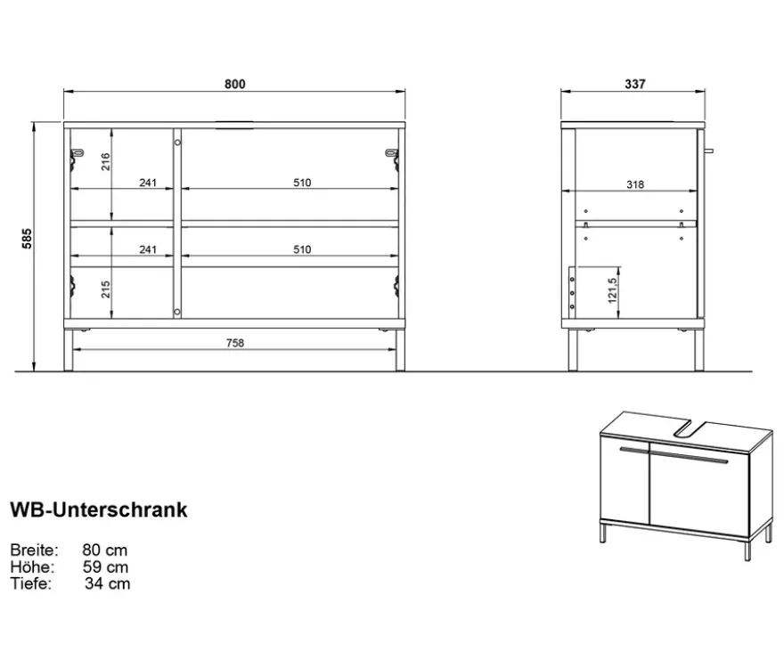 Waschbeckenunterschrank »Laurino«, taupegrün