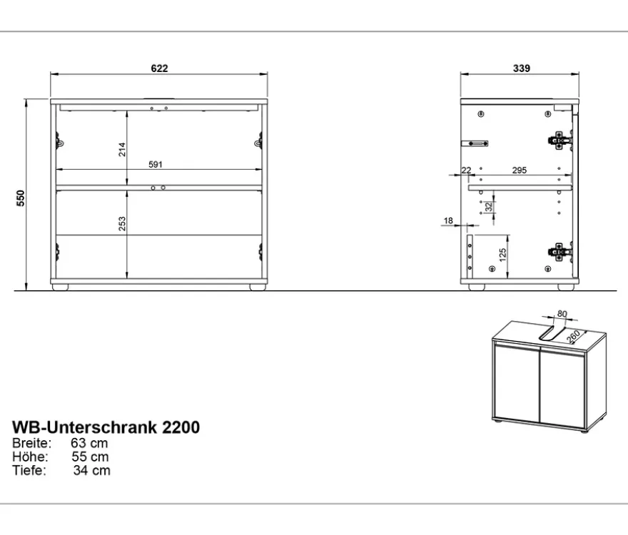 Waschbeckenunterschrank »Lemont«, steingrau