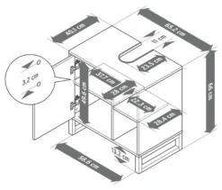 Waschbeckenunterschrank mit Tür und Seitenfach