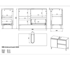 Waschbeckenunterschrank »Salinas«, klein, graphit/eiche