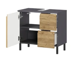 Waschbeckenunterschrank »Salinas«, klein, graphit/eiche