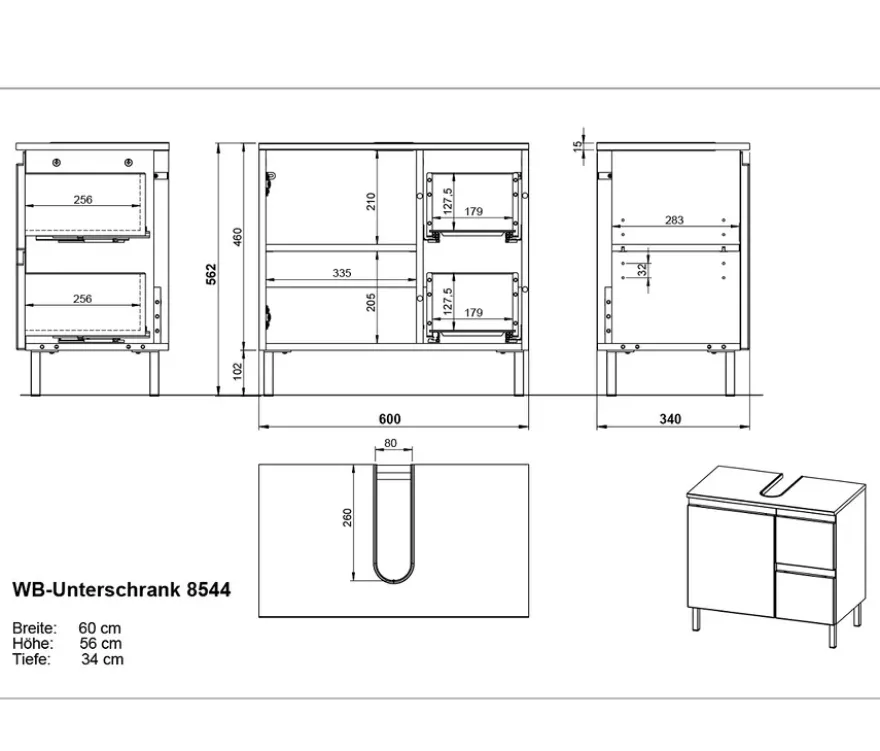 Waschbeckenunterschrank »Salinas«, klein, kaschmir