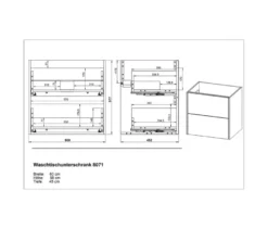 Waschtisch »Bodera« inkl Becken, graphit, 61 cm