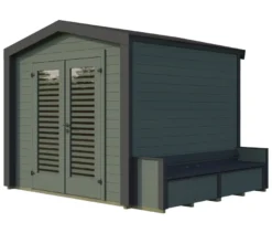 Weka Gartenhaus mit Sitzbank, 28 mm, grün