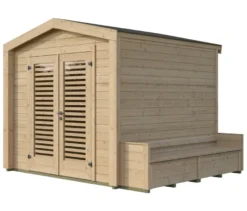 Weka Gartenhaus mit Sitzbank, 28 mm, naturfarben