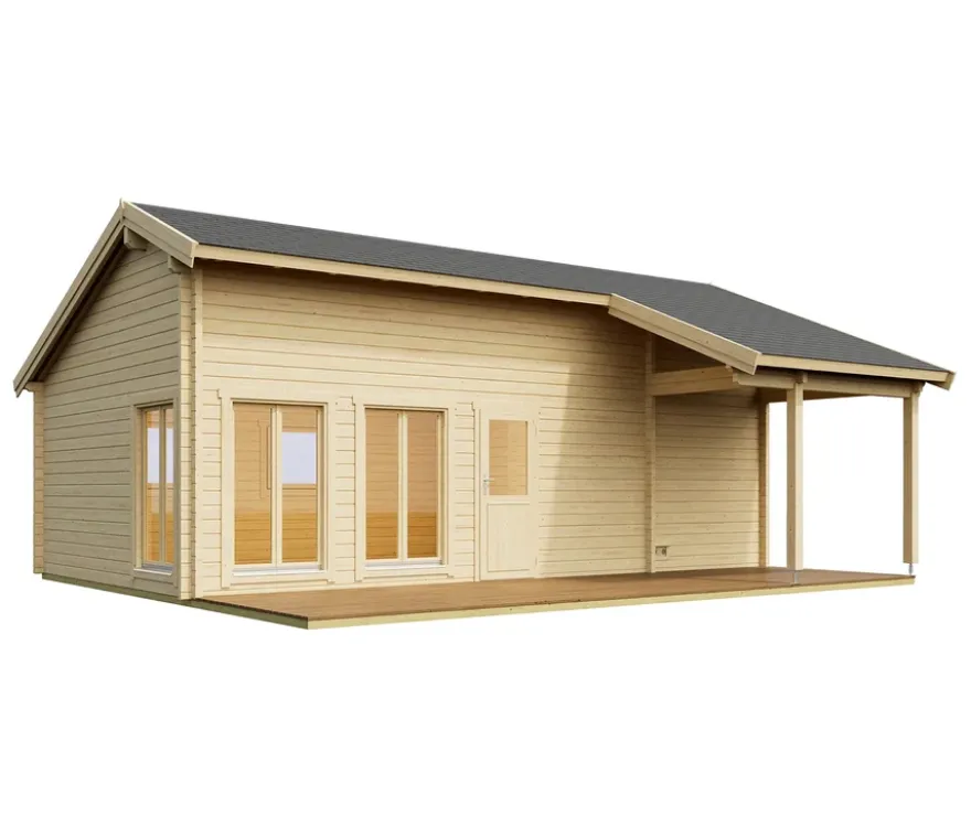 Weka Wochenendhaus »Hamburg« mit Sauna und Aufbau, 70 mm, naturfarben