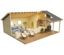 Weka Wochenendhaus »Hamburg« mit Sauna und Aufbau, 70 mm, naturfarben