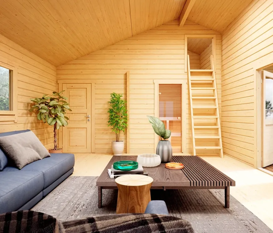 Weka Wochenendhaus »Hamburg« mit Sauna und Aufbau, 70 mm, anthrazit