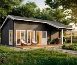 Weka Wochenendhaus »Hamburg« mit Sauna und Aufbau, 70 mm, anthrazit