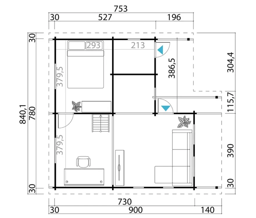 Weka Wochenendhaus mit 2 Etagen inkl. Aufbauservice, 66 m2 Wohnfläche, 70 mm Wandstärke