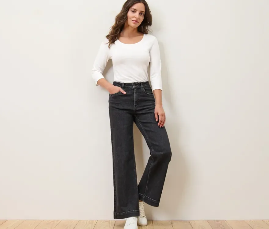 Wide Leg Jeans – Fit »Viki«, black washed