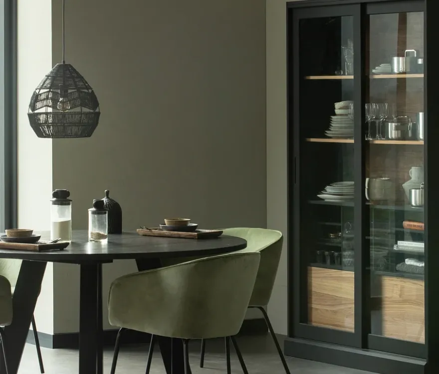 WOOOD Vitrine »James« aus Kiefernholz, schwarz