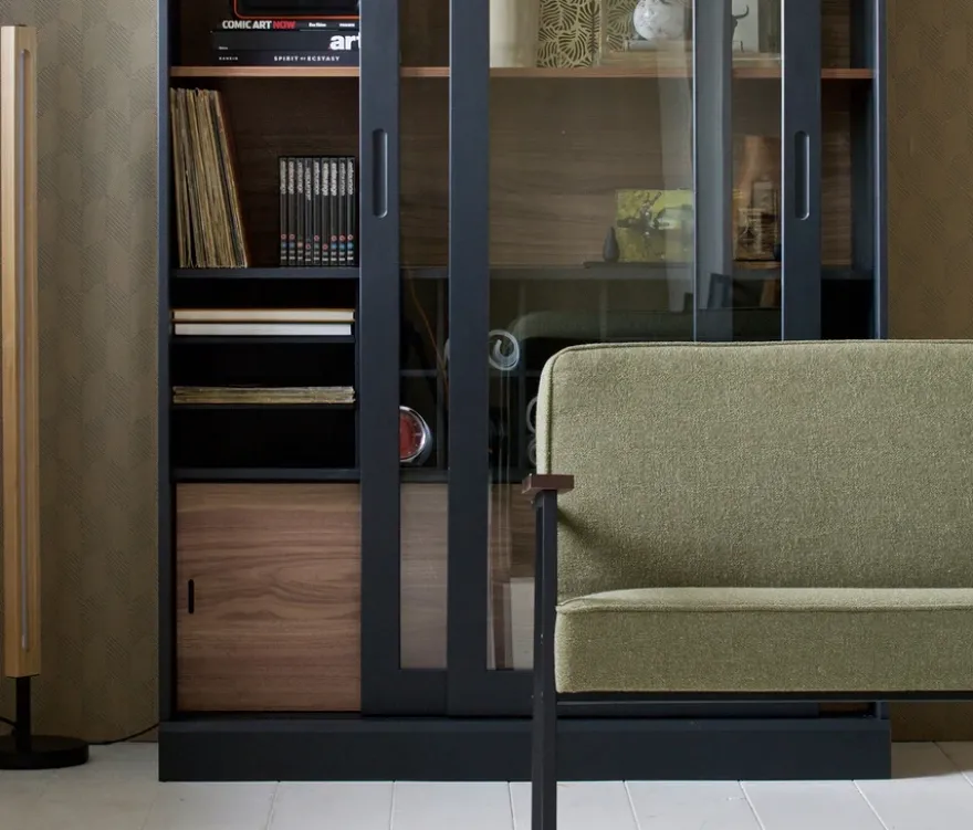 WOOOD Vitrine »James« aus Kiefernholz, schwarz