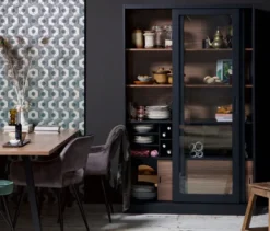 WOOOD Vitrine »James« aus Kiefernholz, schwarz