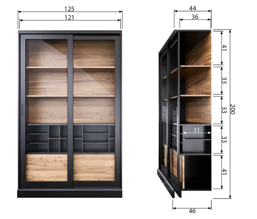 WOOOD Vitrine »James« aus Kiefernholz, schwarz