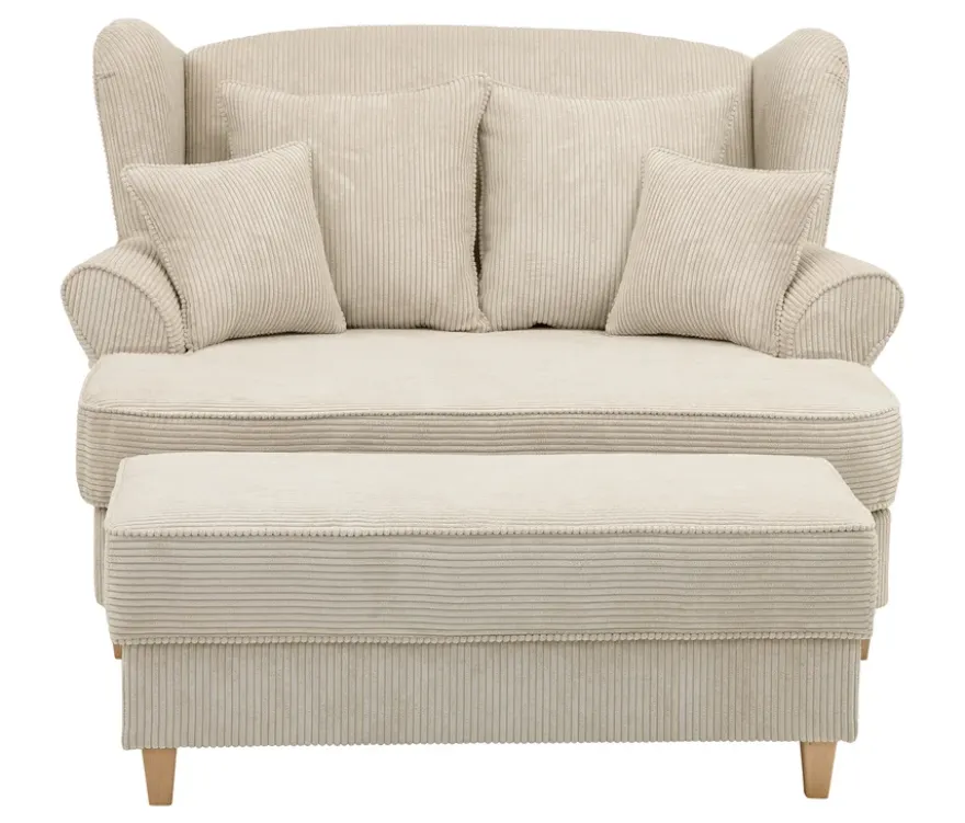 XXL-Ohrensessel »Harvard« in Cordstoff, beige