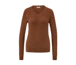 Zopfstrickpullover, cognac