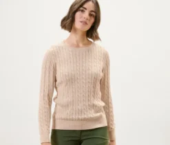 Zopfstrickpullover, creme