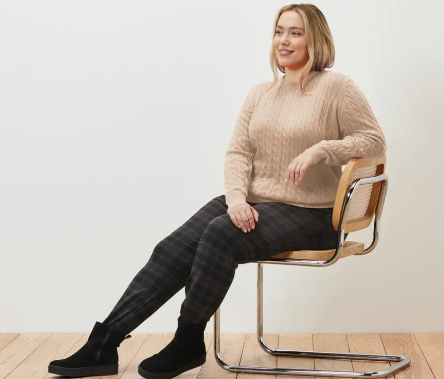 Zopfstrickpullover, creme