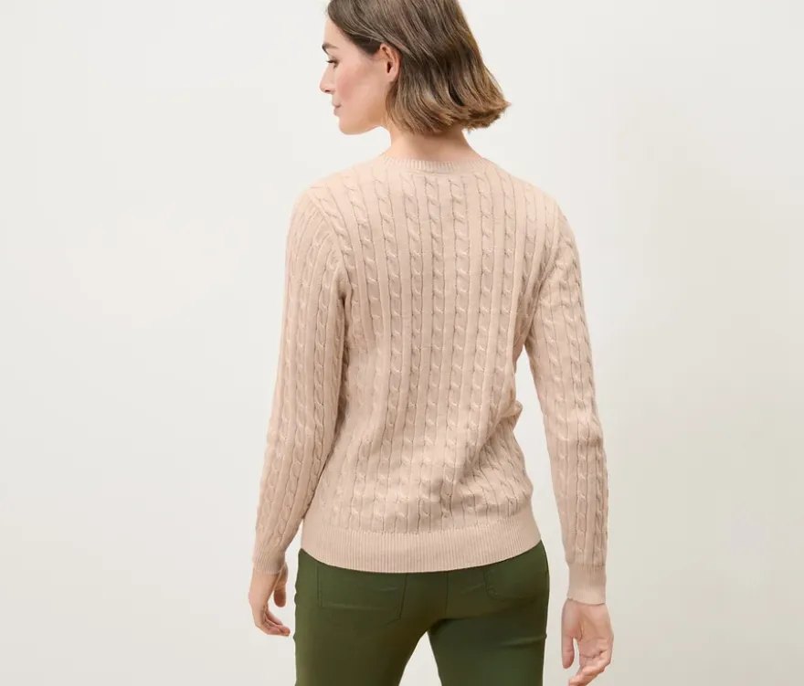 Zopfstrickpullover, creme