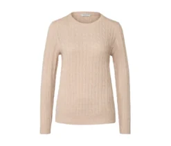 Zopfstrickpullover, creme