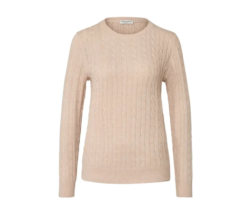 Zopfstrickpullover, creme