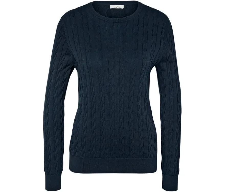 Zopfstrickpullover, dunkelblau