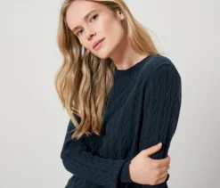 Zopfstrickpullover, dunkelblau